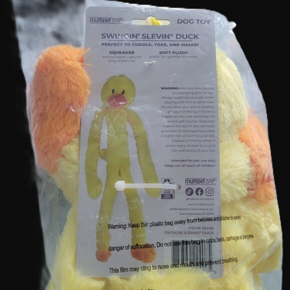 Multipet Swingin' Slevin 27" Duck Plush Dog Toy - Picture 8 of 8